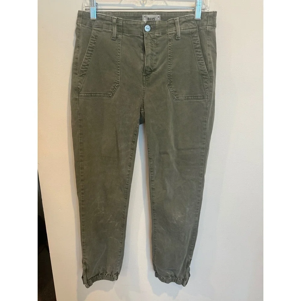 PAIGE Mayslie Jogger Pants Olive Green Utility Slim Stretch Size 28